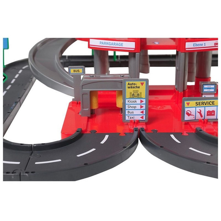 پارکینگ طبقاتی 4 طبقه ماشین بازی مدل Parking Zone همراه با 3 ماشین کوچک، بالابری، دو مسیر ورودی و خروجی و پمپ بنزین